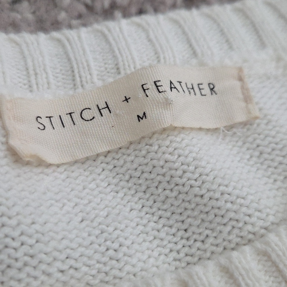 Women's White Cable Knit Sweater - Picture 4 of 6